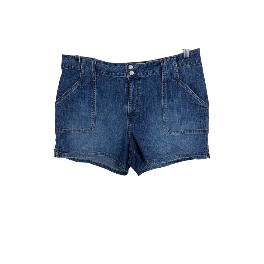 Faded Glory Womens Stretch Denim Shorts Dark Stone Wash Size 18